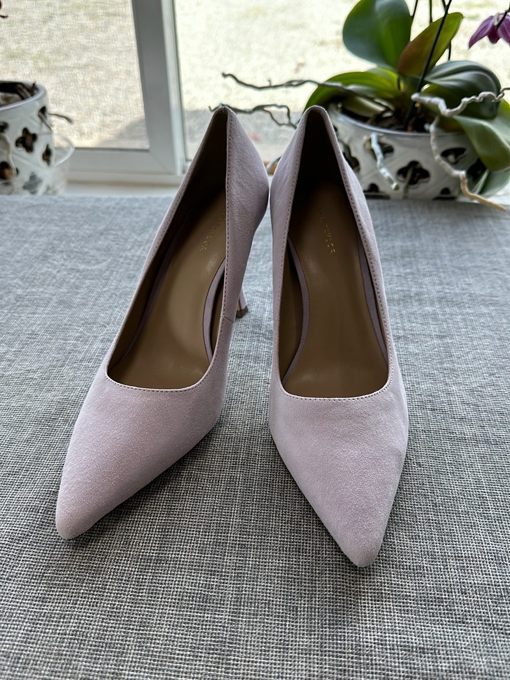 Ann Taylor Dusty Pink Suede Pointed-Toe Heels